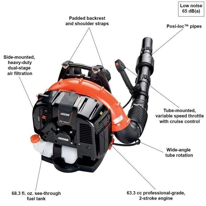 ECHO 214 MPH 535 CFM 63.3 cc Gas 2-Stroke Cycle Backpack Leaf Blower with Tube Throttle - Image 7