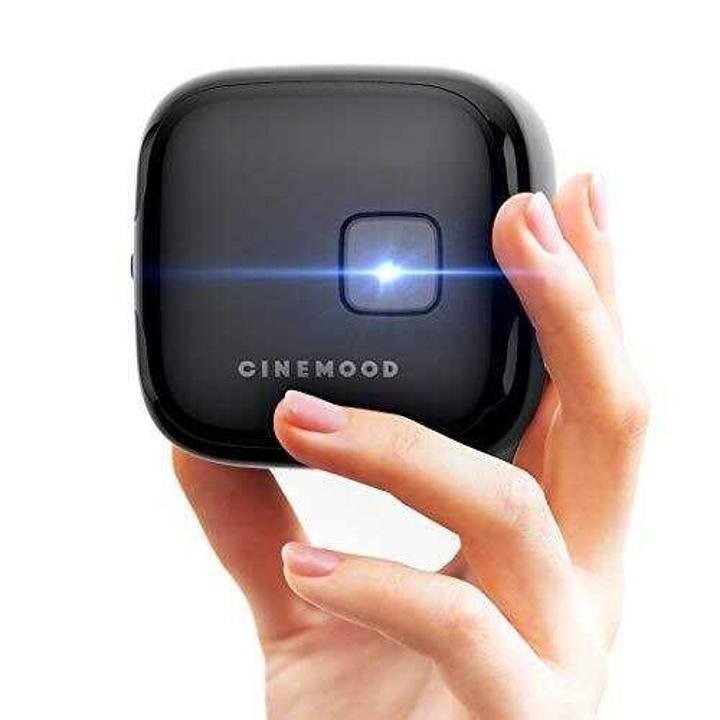 CINEMOOD 360 – Smart wi-fi Cube Projector with Streaming Services, 360～ Videos, Games, Kids Entertainment. 120 inch Picture, 5-Hour Video Playtime. Neat Portable Projector for Family Entertainment.