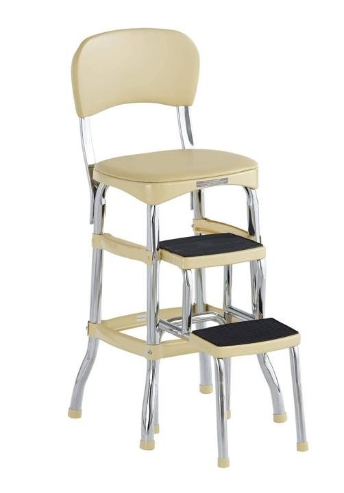 Cosco Stylaire Retro Chair + Step Stool with Sliding Steps, Yellow