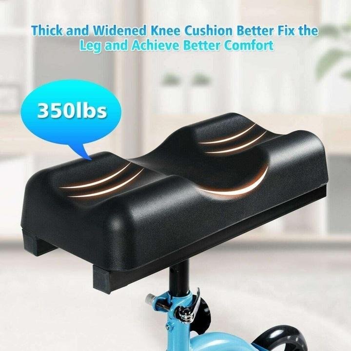 Double Steel Tube Walking Aids Scooter w/Shopping Basket, Dual Brake Medical Steerable Folding Knee Walker, Turning Brake Knee Bike, Great for Injury Sportman Leg Surgery, Blue - Image 6