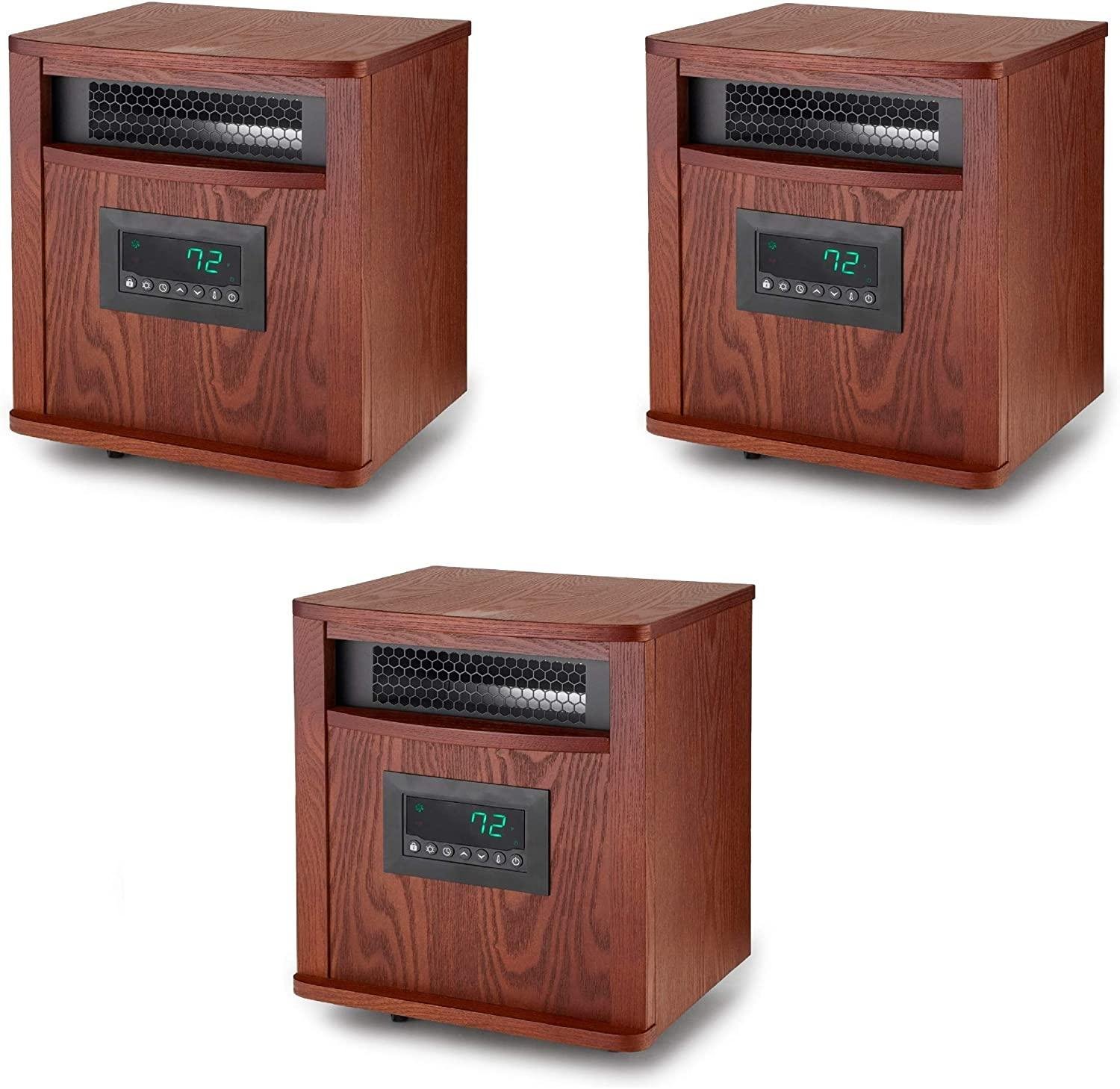 Lifesmart 6 Element 1500W Portable Infrared Quartz Mica Space Heater (3 Pack)