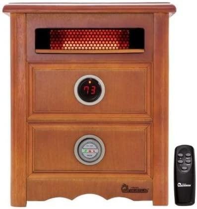 Dr Infrared Heater DR999, 1500W, Advanced Dual Heating System with Nightstand Design, Furniture-Grade Cabinet, Remote Control