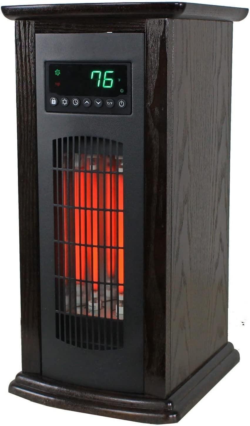 LifeSmart LifePro 1500 Watt 1500 BTU Infrared Quartz Indoor Tower Space Heater with Remote Control for Warm Comfortable Rooms, Black