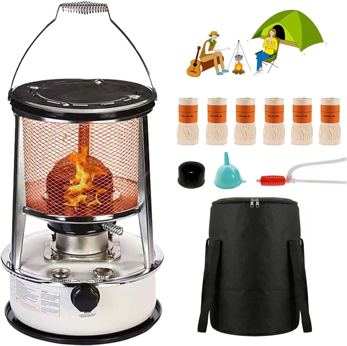 Non Electric Heaters, Mini Kerosene Heater for Camping, Indoor Emergency Heater, Smokeless, Odorless, Safe and Reliable Portable Heater, with Storage Bag, Complete Accessories - 4.6L/6L ( Size : 6L )