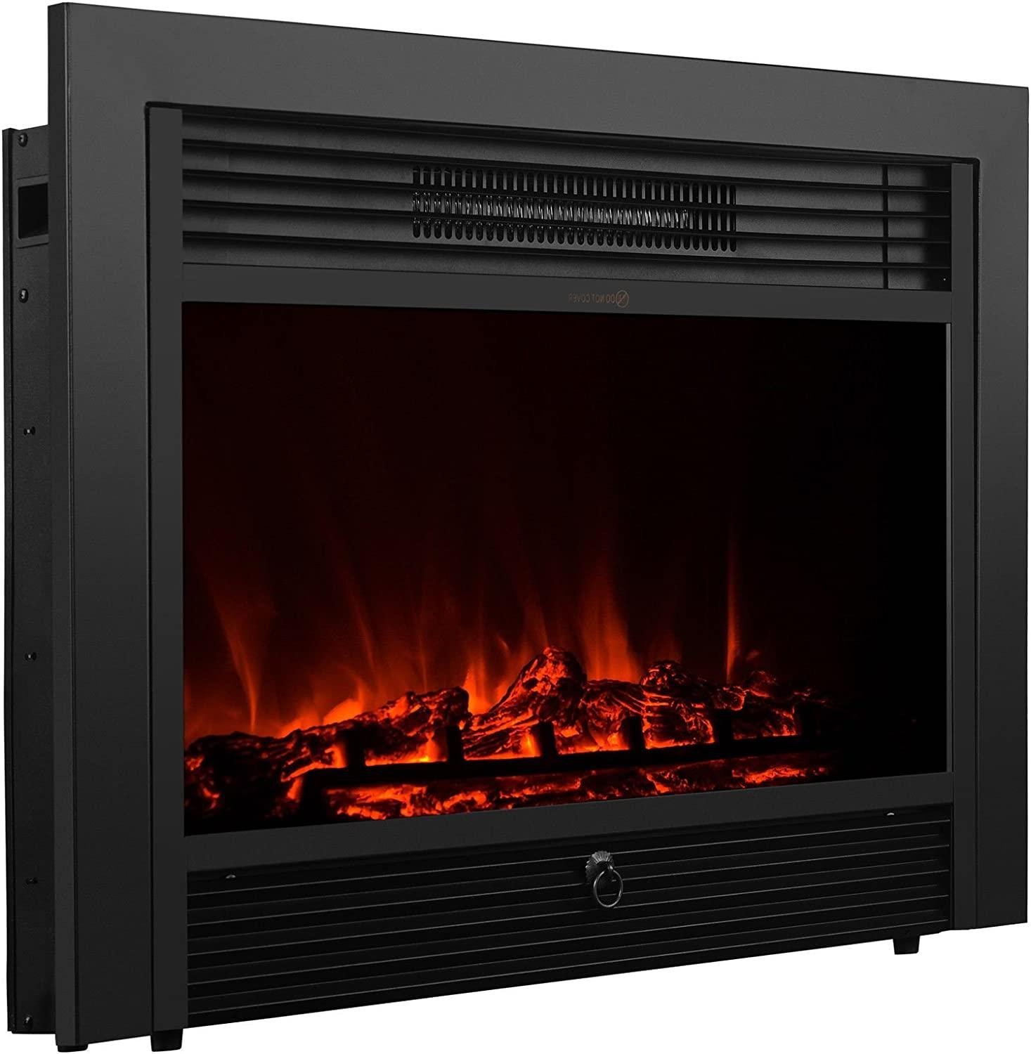 XtremepowerUS 28.5" Embedded Fireplace Electric 1500W Insert Heater Glass-View Flame Stove Adjustable Remote, Black