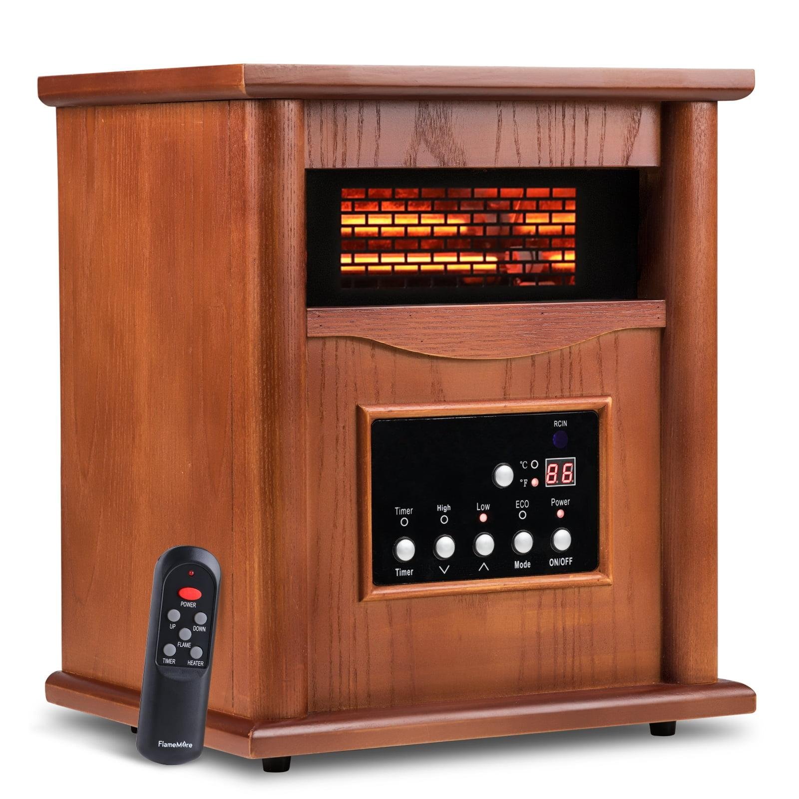 LifePlus 1500W Electric Infrared Quartz Indoor Space Heater W/ LED Digital Screen, Remote Control, 12H Timer
