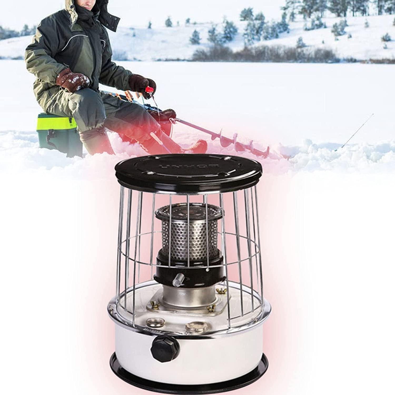 Bicsdam Portable 6L Kerosene Heater, Indoor Heater Non Electric Heater, 9000-BTU Multifunctional Stove with 4 Wicks, Kerosene Space Heater for Indoor and Outdoor, Camping and Fishing (Color : White)