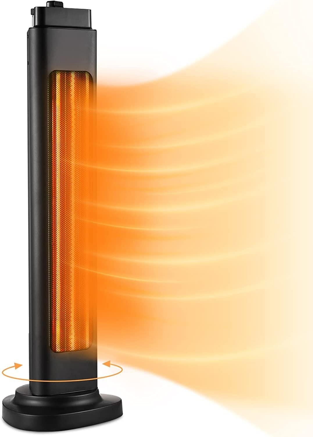 Portable Electric Patio Heater, 1500W 3S Fast Heating Outdoor Heater, Electric heater with 4 Adjustable Modes, 90°Oscillation Space Heater with Overheat & Tip-over Protection for Indoor/Outdoor Use