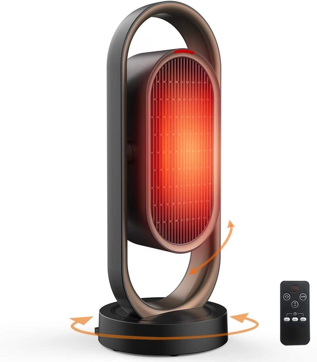 Space Heater for Home &Office - Ceramic Quiet Tower Heater 1 Seconds Heat Up Portable Small Personal Heater for Office Desk with 3 Temperature Modes,Oscillating Heater Fan for Home, Indoor Use