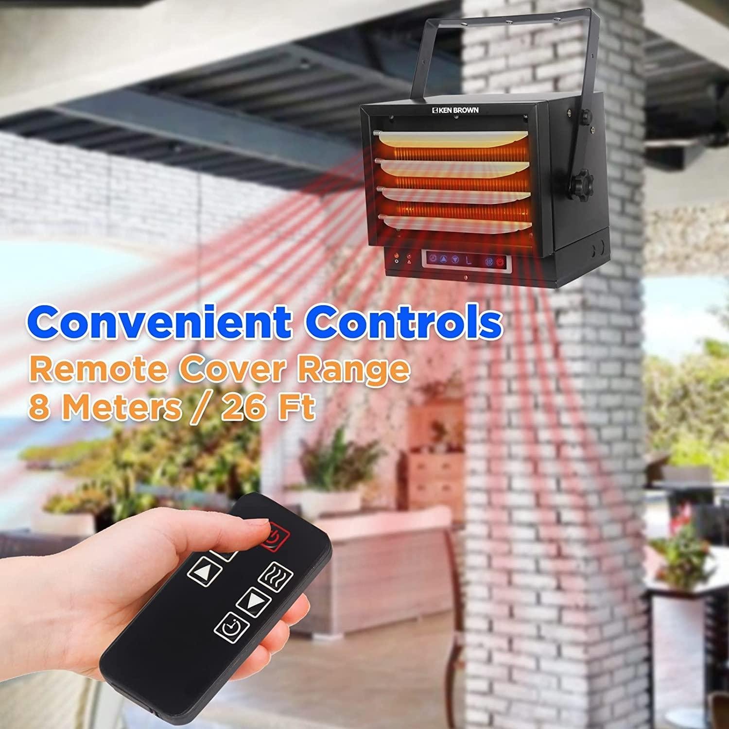 KEN BROWN 7500W Digital Fan Forced Ceiling Mount Heater, Electric Garage Heater with Full-Function Remote, Digital Thermostat and 8-Hour Timer for Garage, Shop, Workshop, Warehouse or Storage Area - Image 3