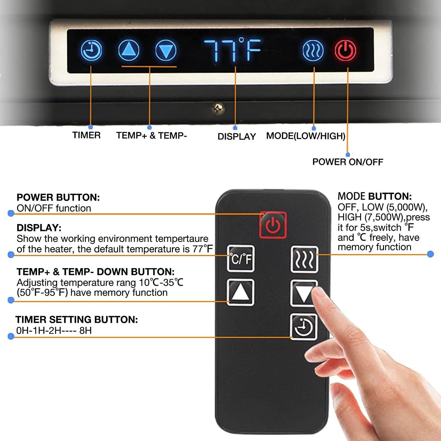 KEN BROWN 7500W Digital Fan Forced Ceiling Mount Heater, Electric Garage Heater with Full-Function Remote, Digital Thermostat and 8-Hour Timer for Garage, Shop, Workshop, Warehouse or Storage Area - Image 4