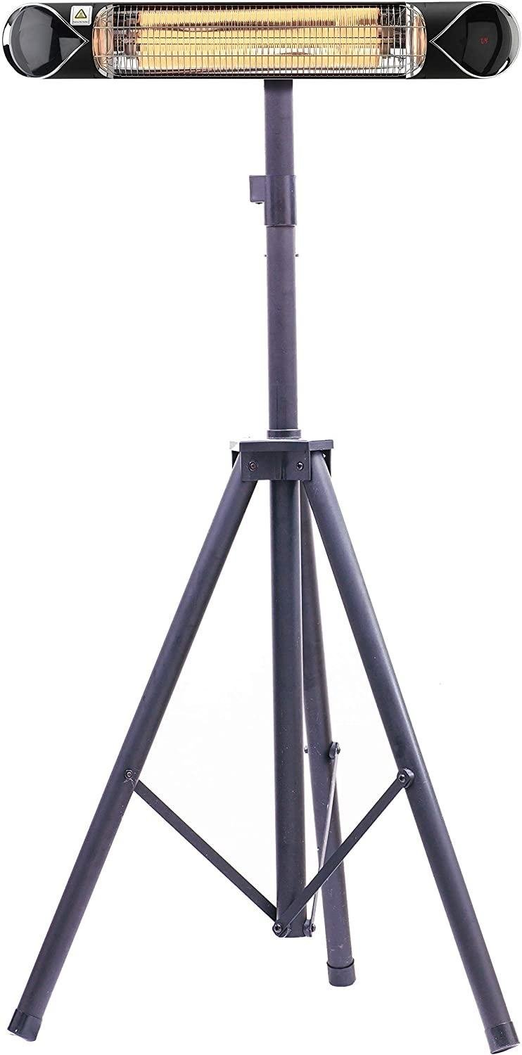 Hanover HAN1052IC-BLK-35.4 in Modern Efficient Steel Electric Heater with Tripod Stand-3 Heat Settings, Up to 1500W, Silver/Black
