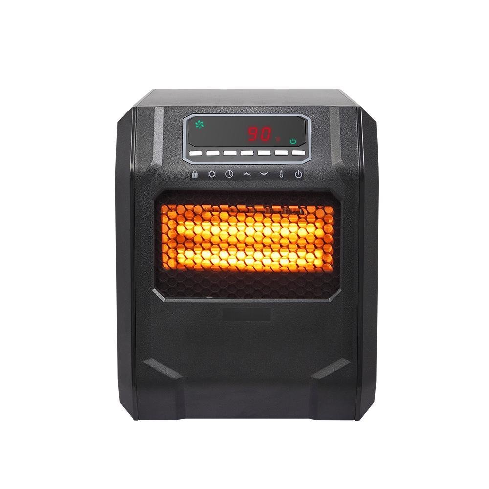 SAIBAI 1500W Quartz Tube Heater Digital Style 4 Quartz Tubes Black (Change to Metal Fan)