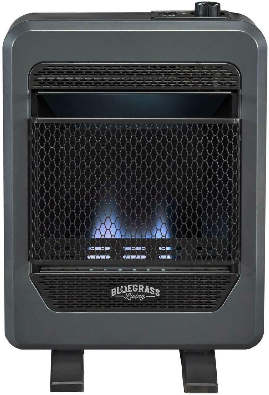 Bluegrass Living Natural Gas Vent  Blue Flame Gas Space Heater With Base Feet - 10,000 BTU, Temperature Control - Model# B10TNB-B-R (Renewed)