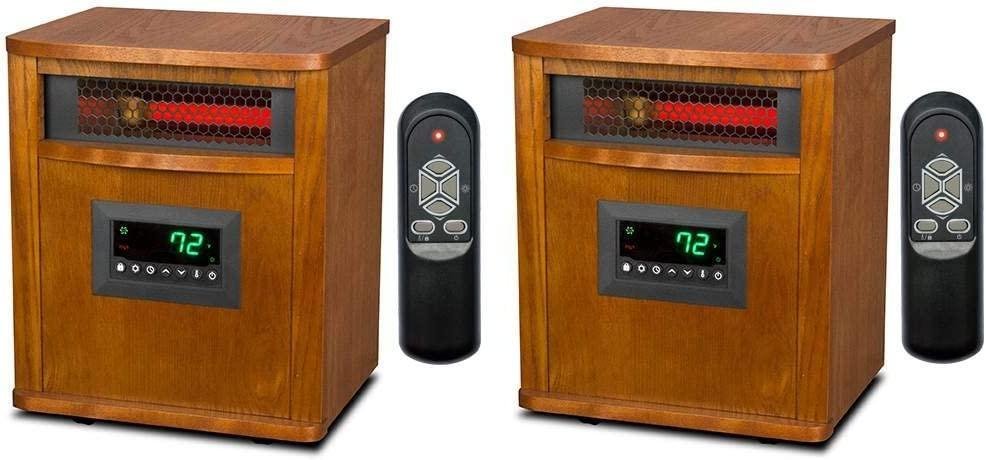 Lifesmart Smart Boost 6 Element 1500W Portable Infrared Quartz Mica Indoor Room Space Heater (2 Pack)