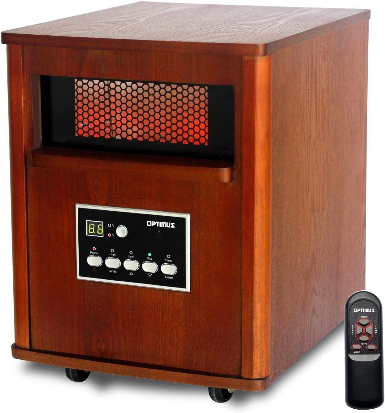 Optimus Infrared Quartz Remote, LED Display Heater, Brown