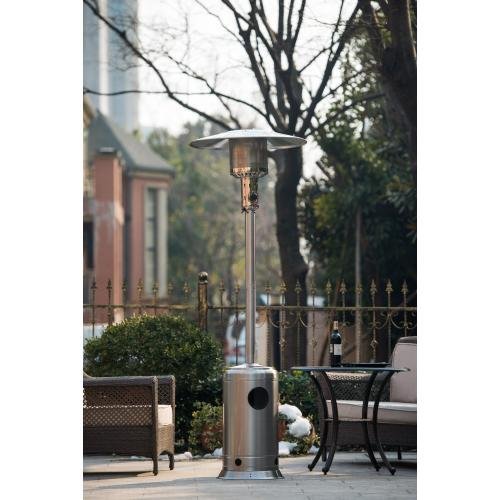 1Pc Outdoor Patio Propane Heater With Portable Wheels, 88 Inch Standing Gas Outside Heater Stainless Steel Burner Commercial & Residential Hammered Black For Party Restaurant Garden Yard,Silver
