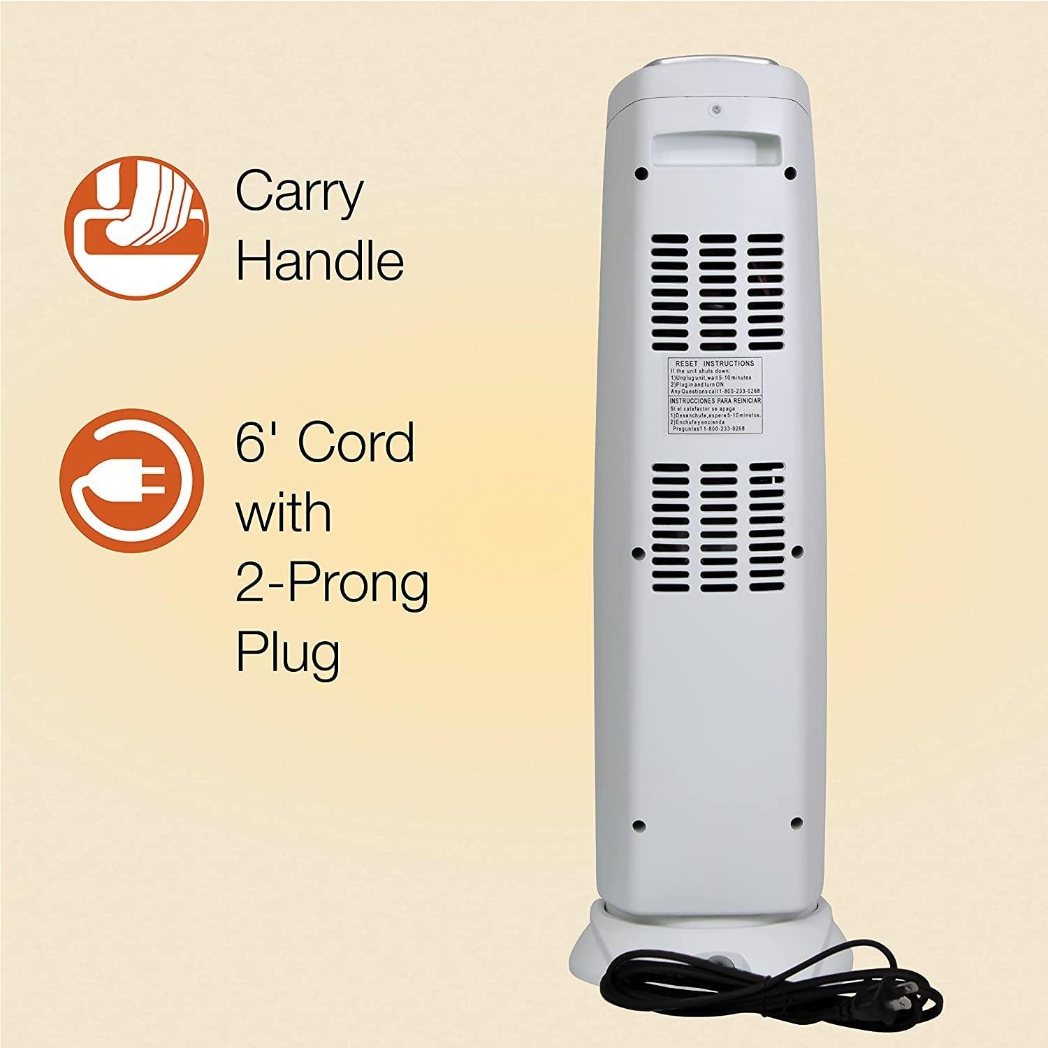 Lasko Heating Space Heater, 7.5″L x 7.1″W x 22.75″H, Silver 5775 - Image 5