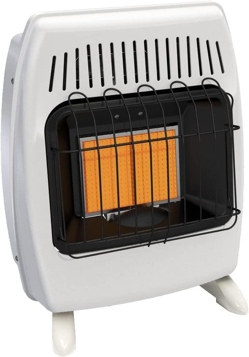 12,000 BTU Propane / Natural Gas Wall Heater for Indoor Use - Dual Fuel, Vent-, with  Standing Base Legs, white