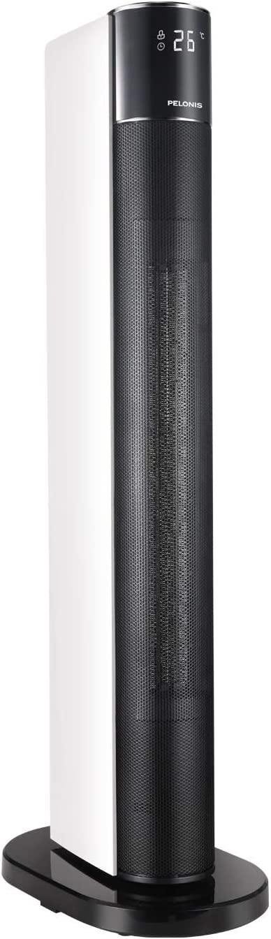 PELONIS Ceramic Space Heater, 1500W Indoor Tower Heater and Fan Setting with 70 Degree Oscillation, Remote Control, Programmable Thermostat & 24H Timer, Tip-Over Switch & Overheating Protection. White