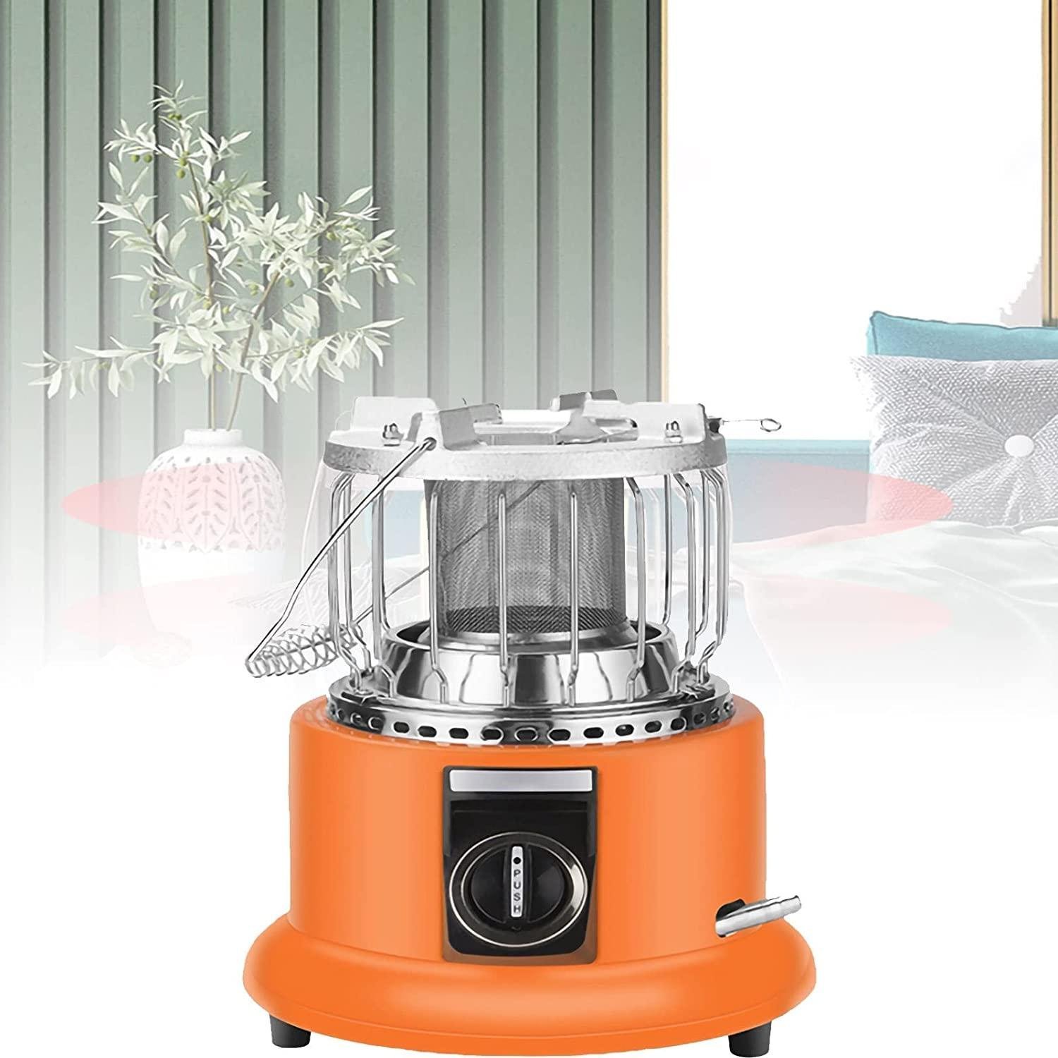 2 in 1 Camping Outdoor Propane Heater & Stove, Camping Gas Heater, 1.3kw Portable Gas Heater Outdoor Camping Fishing Caravan Outdoor Party (Color : Orange)