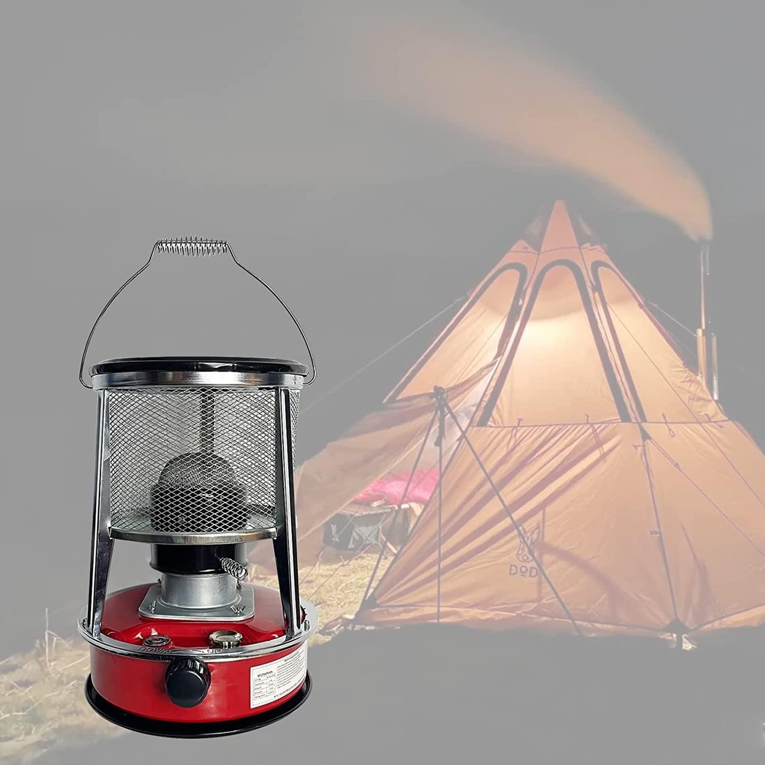 4.6L Kerosene Heaters for Indoor Efficient Kerosene Stove Use Time 18~20 Hours Glass Burner for Indoor Outdoor Patio Deck Multifunctional Stove (Color : Red-4.6L)