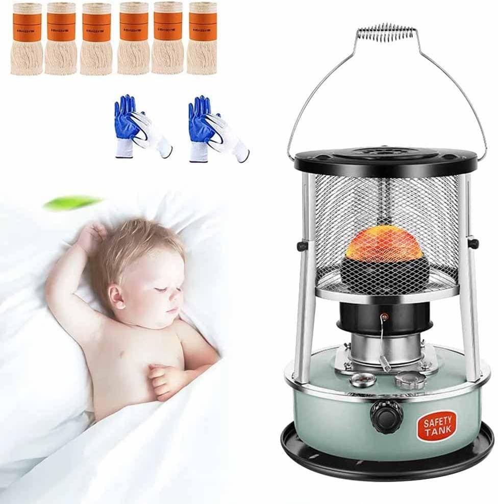 2600W High Efficiency Kerosene Heater Indoor Heater Mobile Heater No Electric Portable Kerosene Stove Large Kerosene Stove Heater for Camping Tent Heating Cooking Space Heater