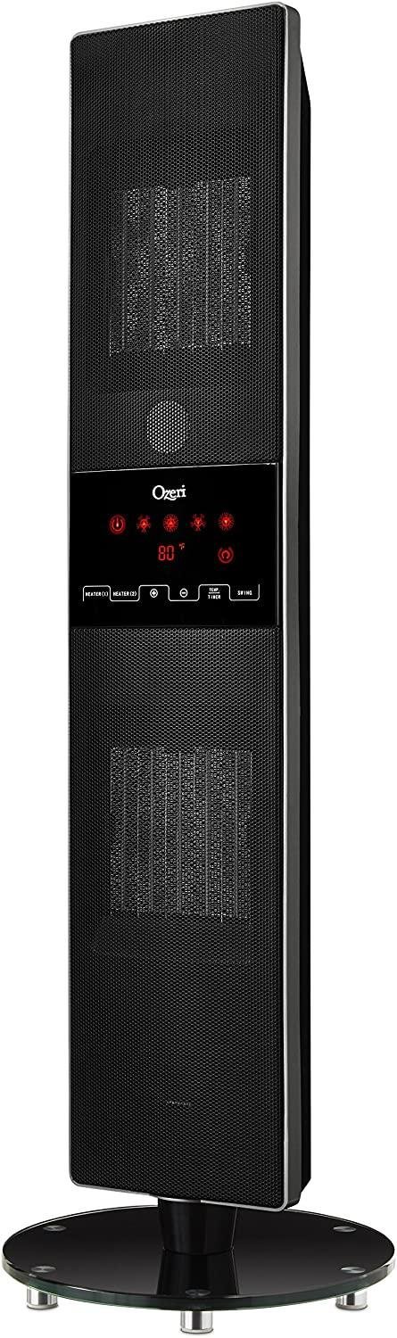 Ozeri OZH1 Dual Zone Oscillating Heater with Remote, Black
