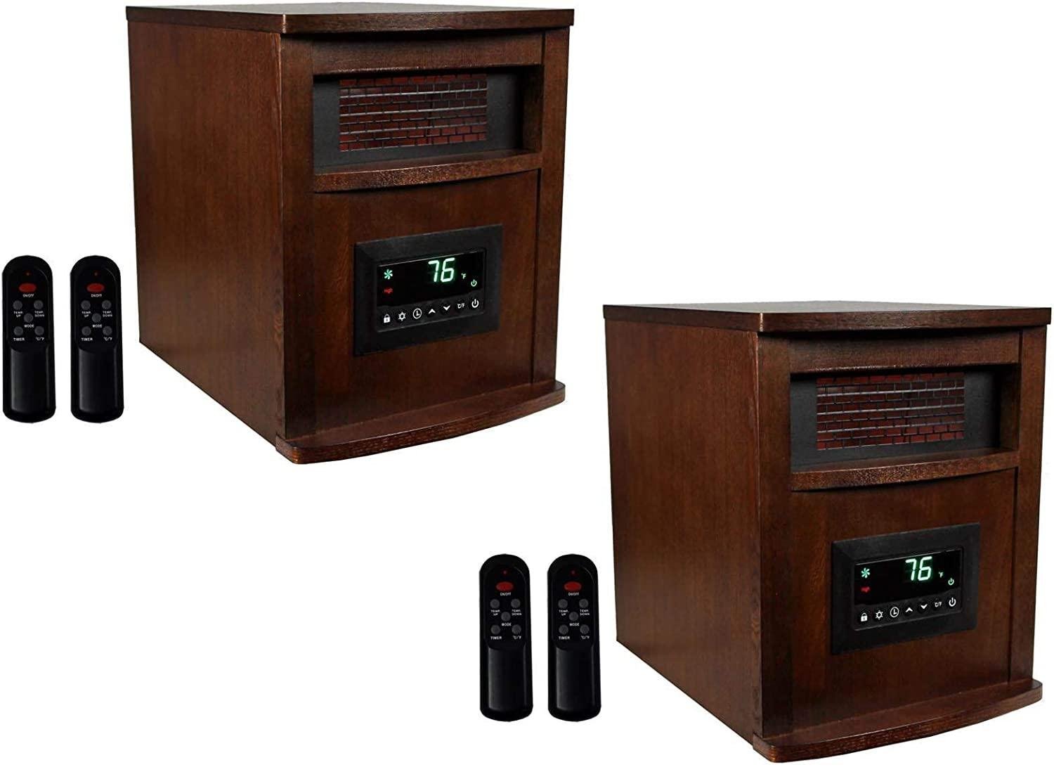 LifeSmart LifePro 6 Element 1500W Portable Infrared Quartz Space Heaters (Pair)