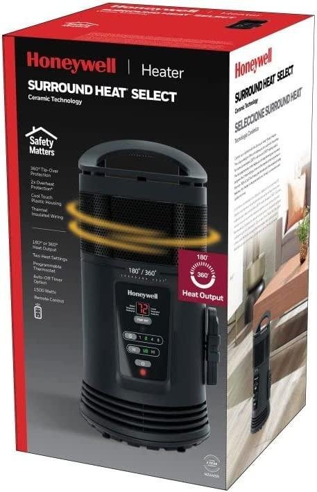 Honeywell HZ-445R Ceramic Surround Heat Whole Room Heater with Remote Control, Black
