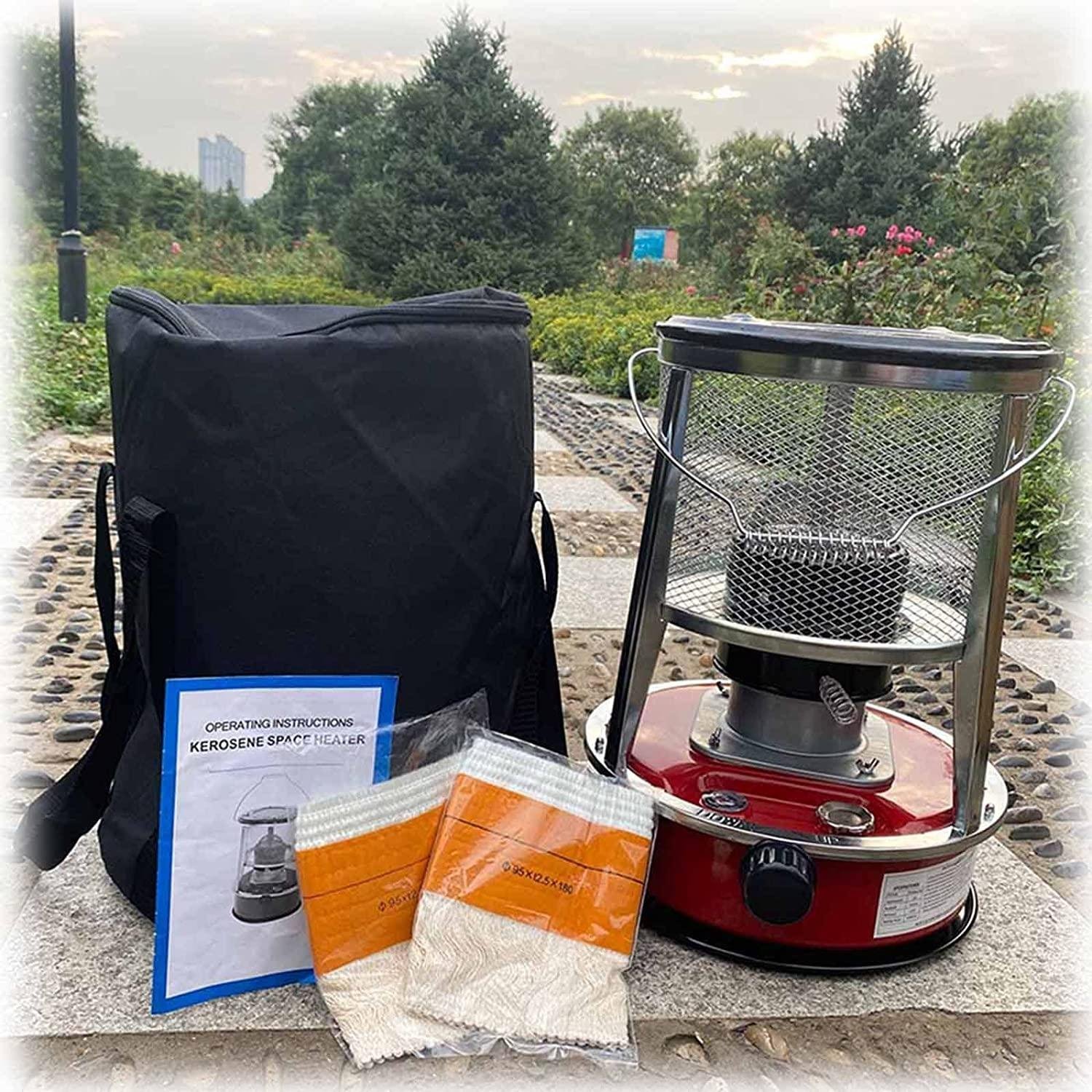 4.6L 6L Kerosene Wick Heater Large Capacity Portable Stainless Steel Oil Heater Camping Emergency Cooking Stove for Indoor Outdoor with Storage Bag (Color : Red (4.6L 6 Wicks))