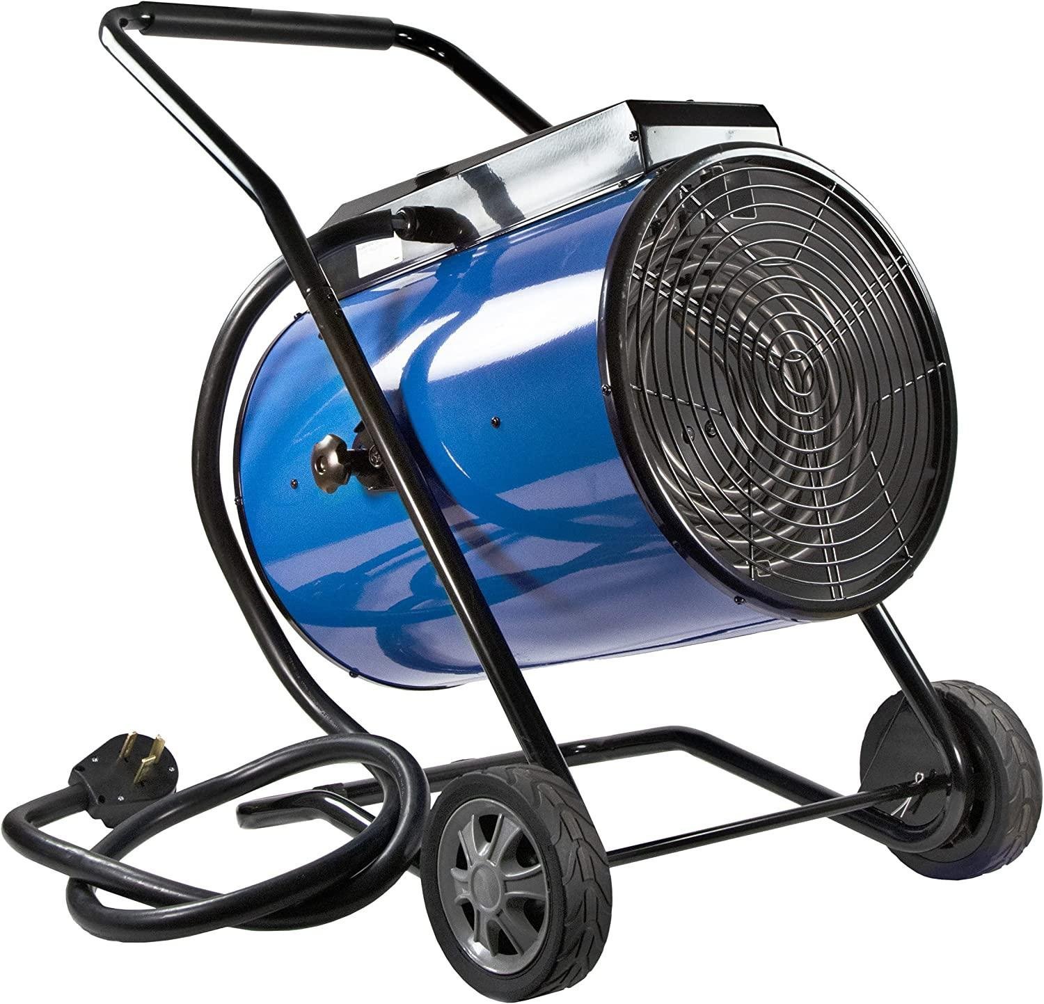 Comfort Zone Portable Industrial Heater - 240V, 10000W Large Room Space Heater with 3 Heat Settings, Thermostat Control, Heater Fan - Adjustable Tilt Head, Overheat Protection - With Handle & Wheels
