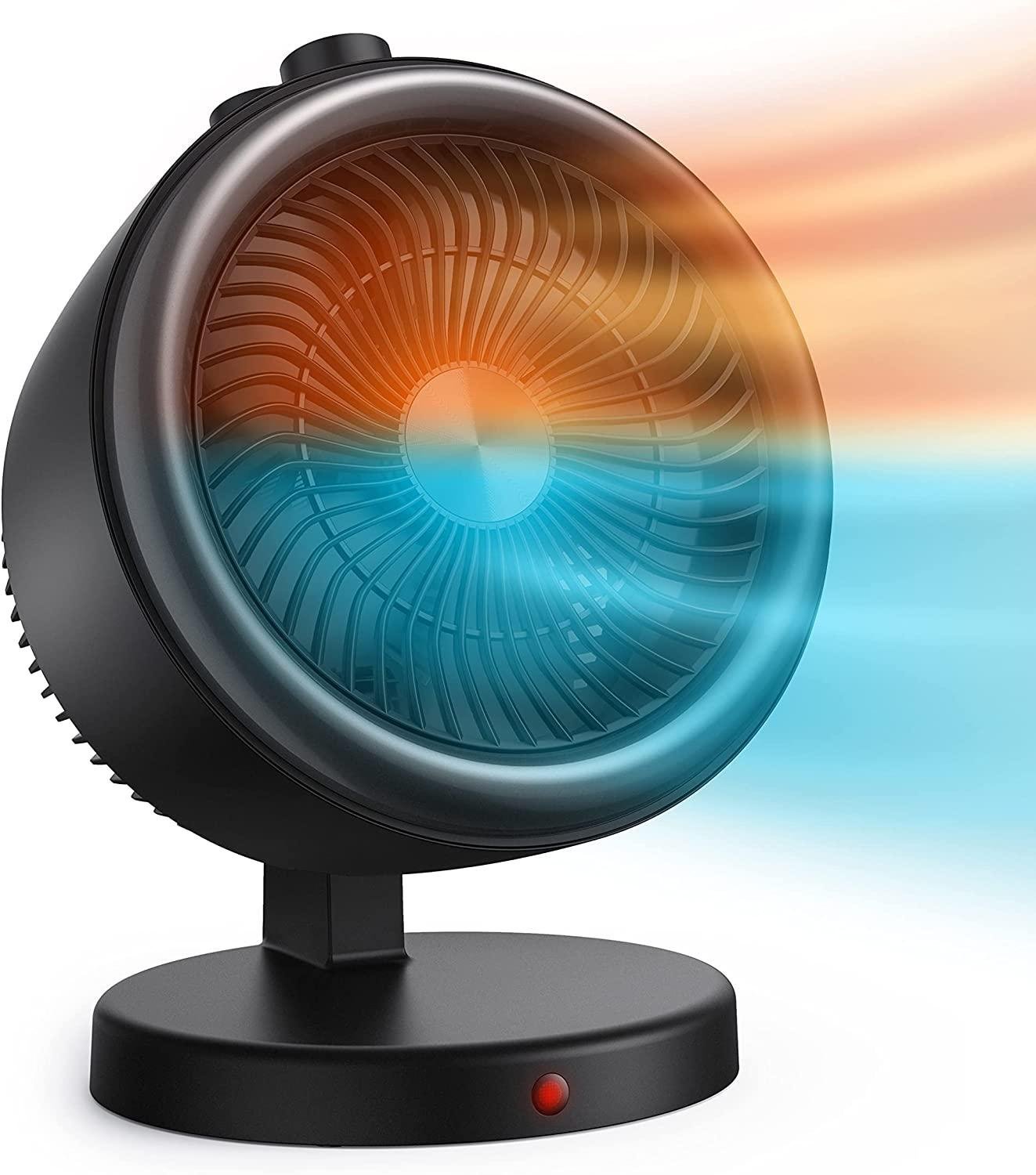 2-in-1 Vortex Portable Circulation Fan, 2 Heat and Fan Modes, 60°Wide Tilting Angle, Tip-over and Overheat Protections