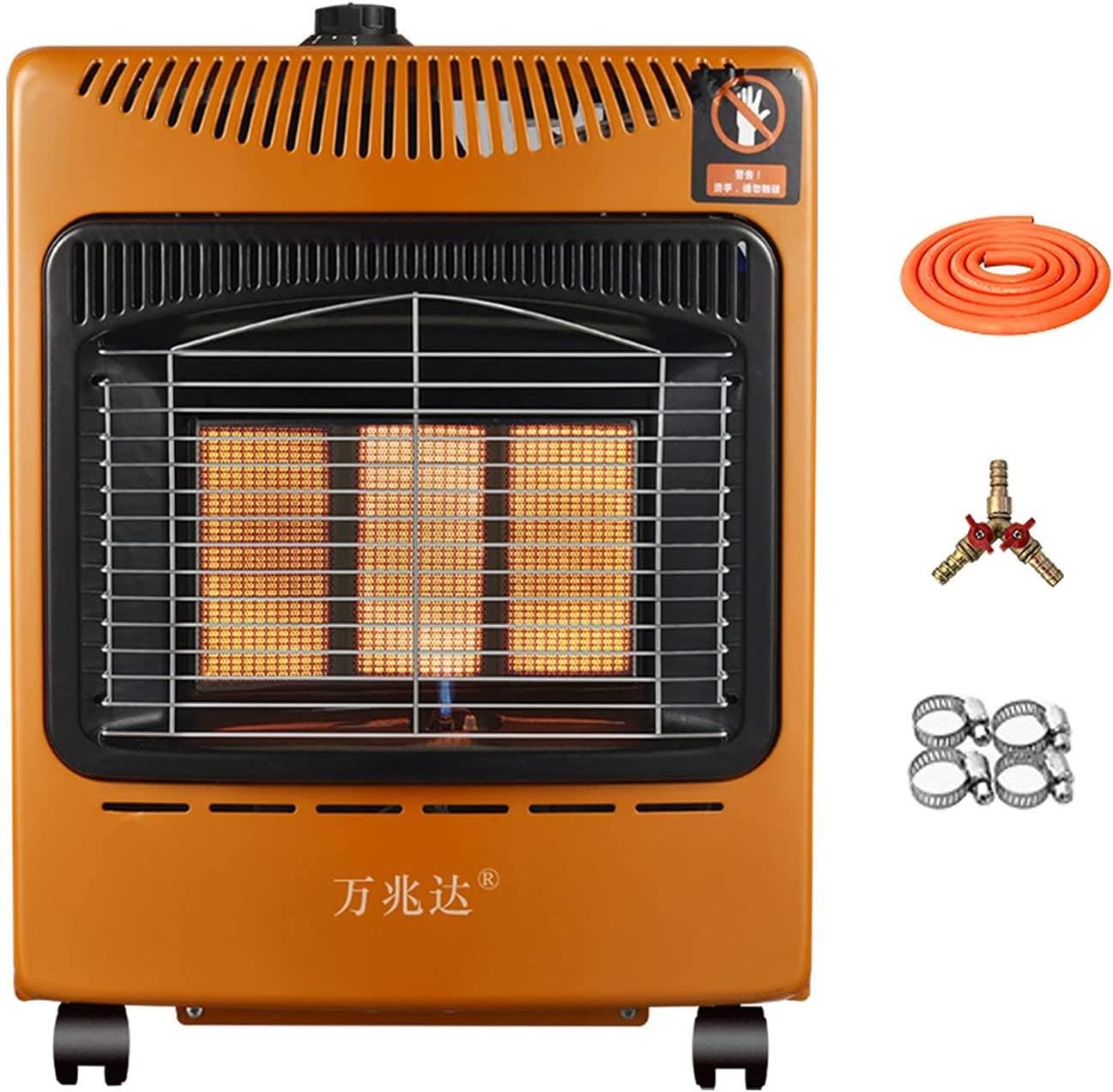 4.2kw Mobile Heater  Standing Heating Cabinet Gas Heater with Hose,Home Indoor Energy Saving Natural Gas Stove on Wheels, 3 Heat Settings,Tip-Over Protection