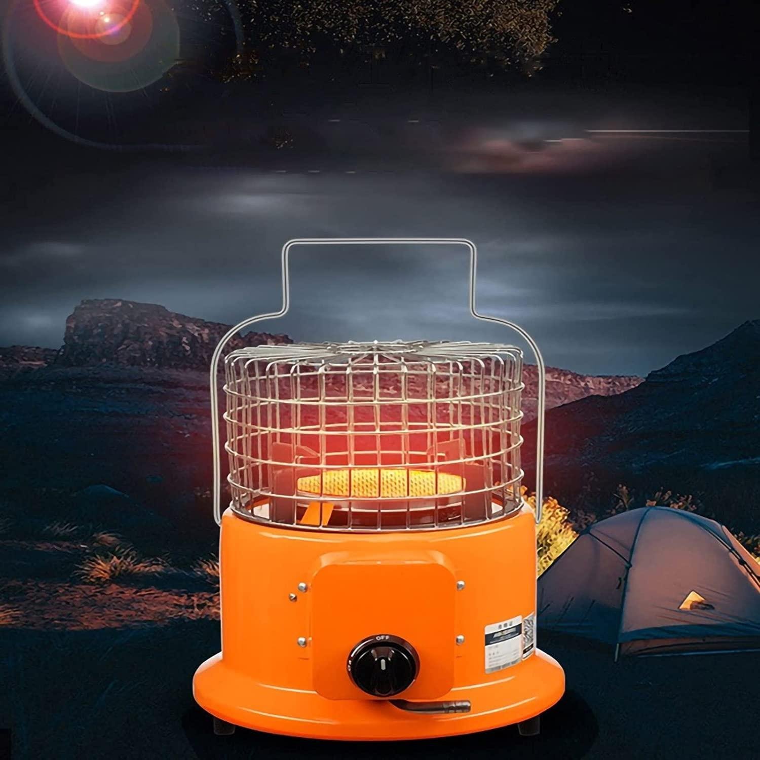 2 in 1 Camping Outdoor Heater & Stove, 2 kw Portable Gas Heater Outdoor, Outdoor Camping Gas Stove Camp Tent Heater for Camping Caravan Tent Fishing(Orange) (Color : Orange)