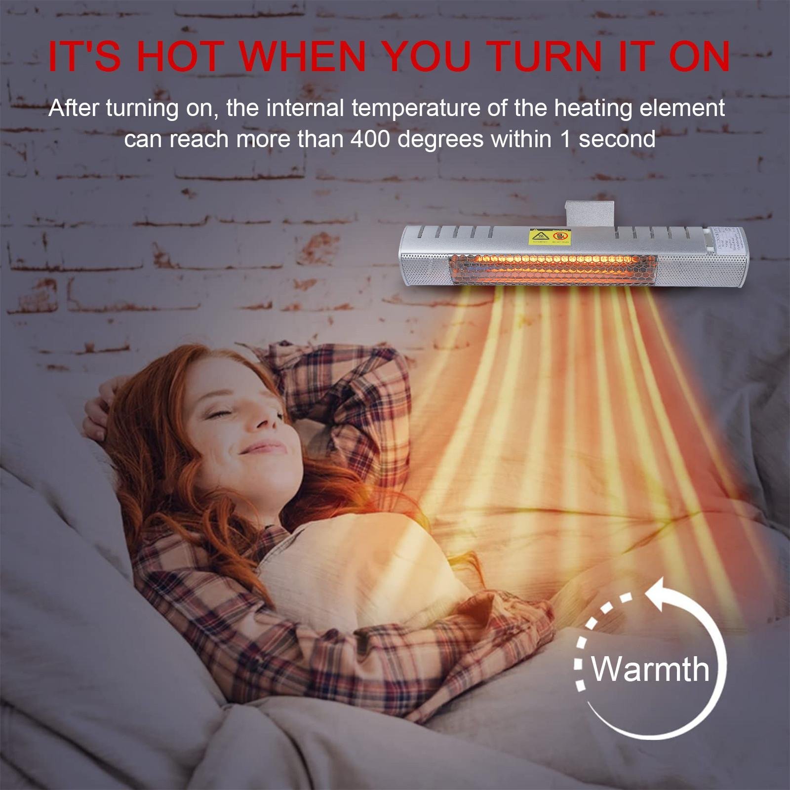 Lwhmf Wall-mounted Electric Heater Suitable For Indoor And Outdoor 800w,110v,50HZ LwhmfUS10149 - Image 5