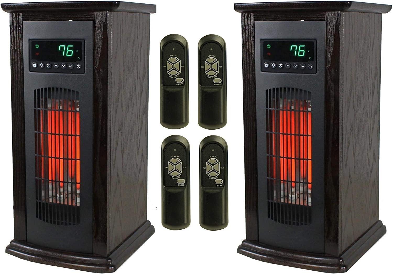 LifeSmart LifePro 3 Element Electric Infrared Quartz Tower Space Heater (Pair)