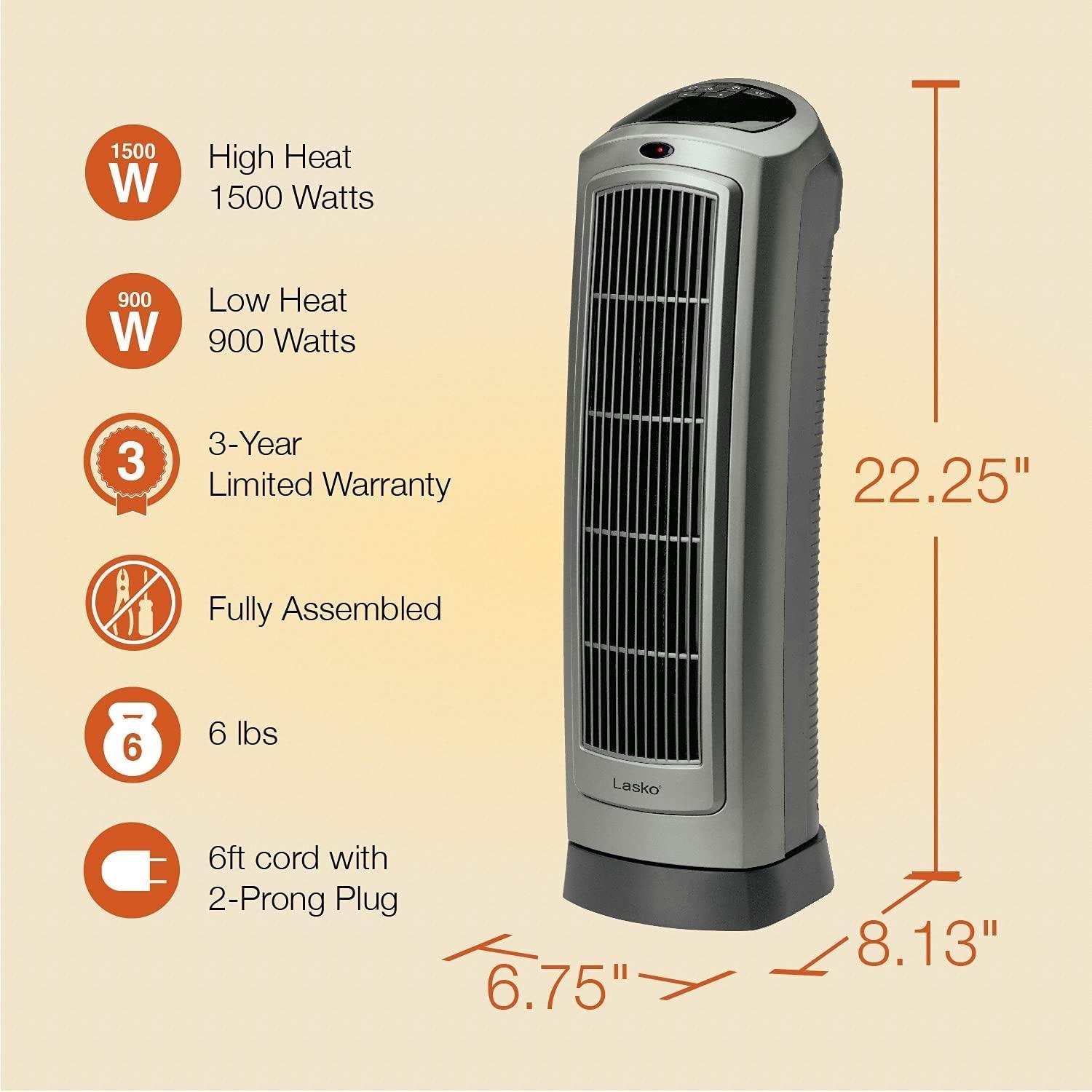 Lasko 5538 Ceramic Tower Heater with Remote Control - Image 5
