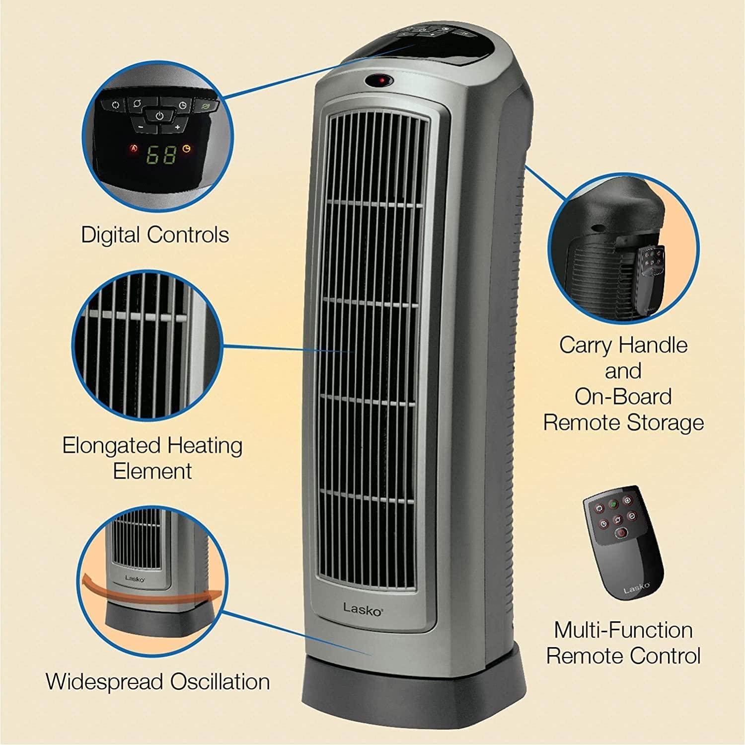 Lasko 5538 Ceramic Tower Heater with Remote Control - Image 6