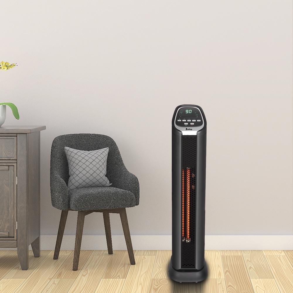 SEGMART 1500W Infrared Heater, 24" Personal Heater with Remote Control, Electric Ceramic Heater with 2 Element Quartz, 3 Heat Settings, Quick Heat-up for Home Office Indoor Use, Black, S8646