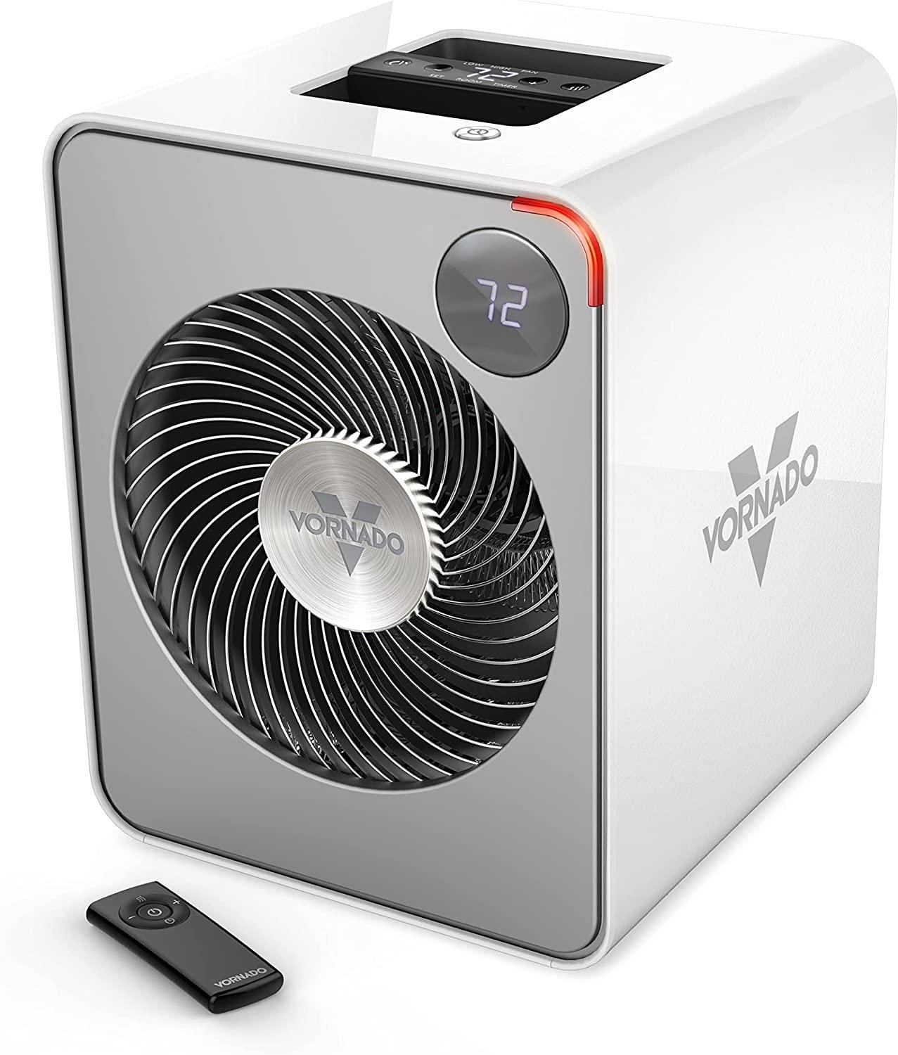 Vornado VMH500 Whole Room Metal Heater with Auto Climate, 2 Heat Settings, Adjustable Thermostat, 1-12 Hour Timer, and Remote, Ice White