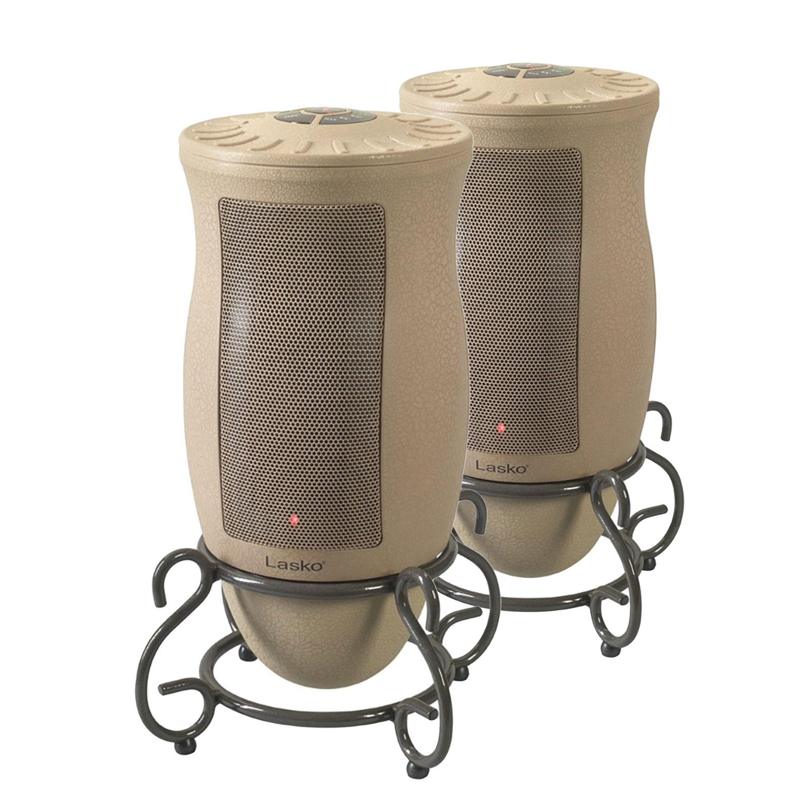 Lasko Designer Series Oscillating Ceramic Space Heater, Tan (2 Pack)