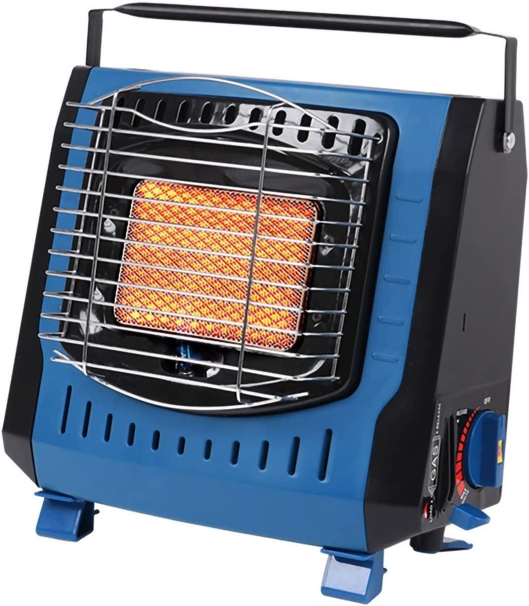 2 in 1 Portable Propane Heater Stove, Black/Blue Outdoor Butane Heater, Camping Gas Heater, Gas Heater for Ice Fishing Backpacking Hiking Hunting Survival Emergency (Color : Blue)