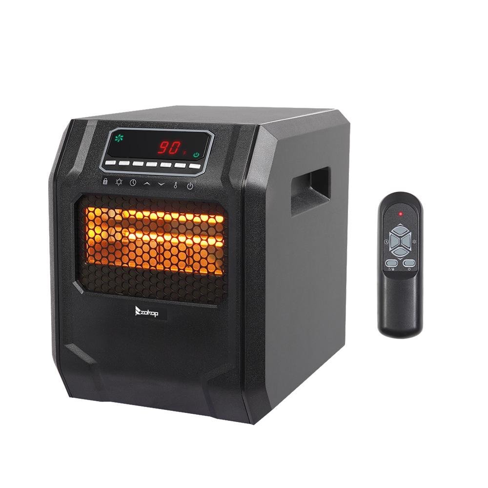 Portable Space Heater, 750W/1500W Small Infrared Heater w/ Remote, LED Display, 3 Working Modes, Safe Electric Heater for Home Office Bedroom with Overheat Protection, 11.58" x 9.72" x 12", Q6153