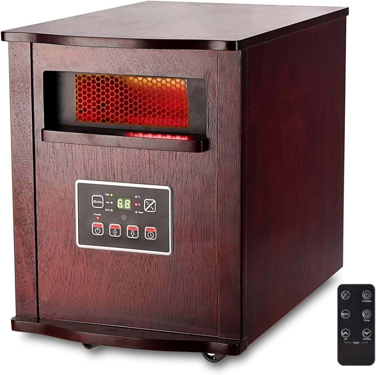 Optimus Infrared Quartz Remote, LCD Display Heater, Brown