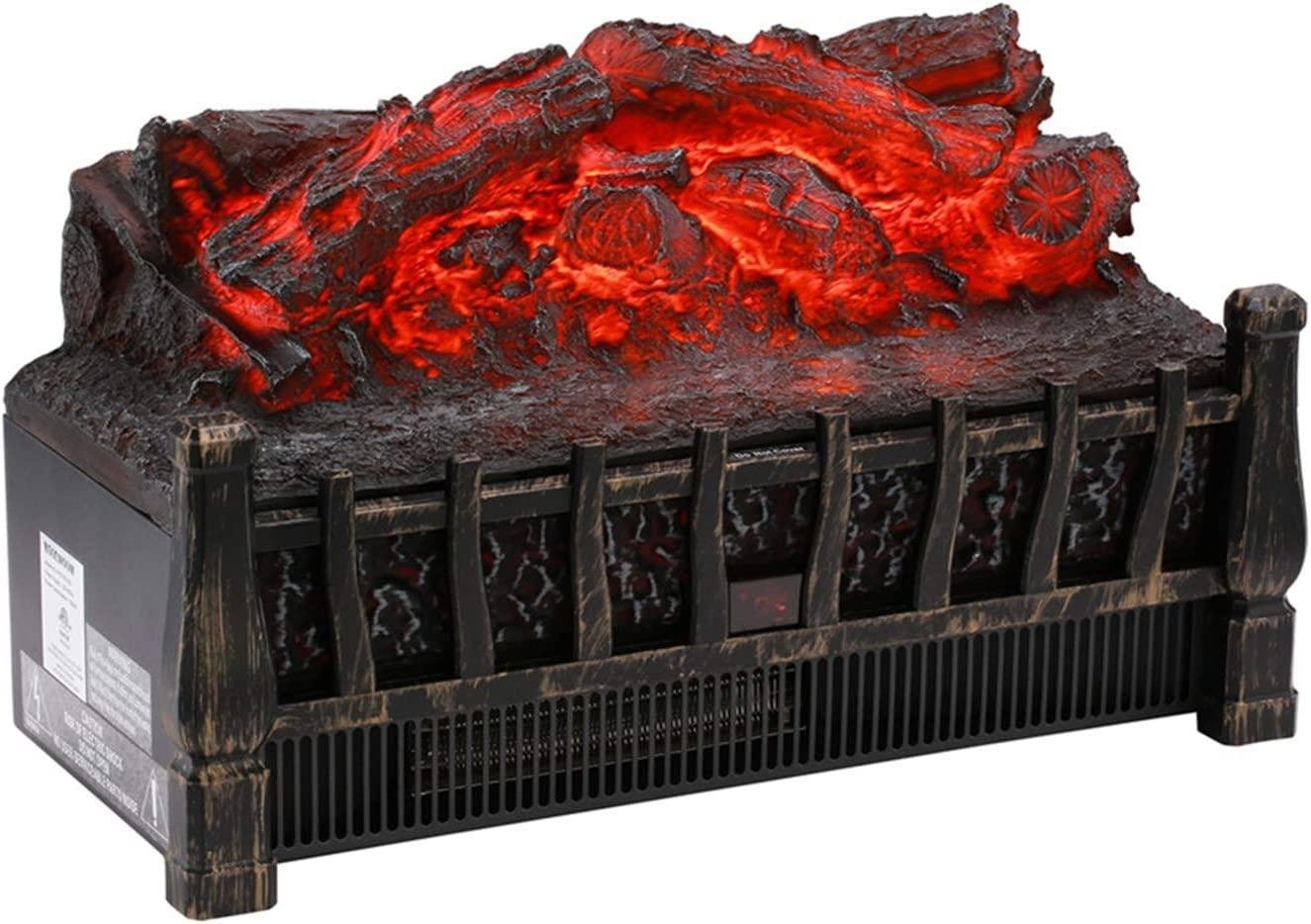 Ainfox Electric Log Set Heater, 1500W Realistic Ember Bed Remote control Overheat protection, Black (fireplace)