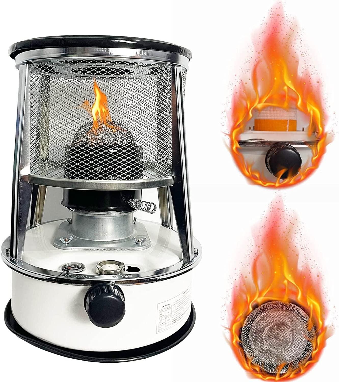 6L Durable Kerosene Stove for Outdoor Camping with 6 Wicks Lightweight Kerosene Heater Stove Burner with Fall Protection Adjustable Firepower White (Color : 6L+White, Size : 18x13x13in)
