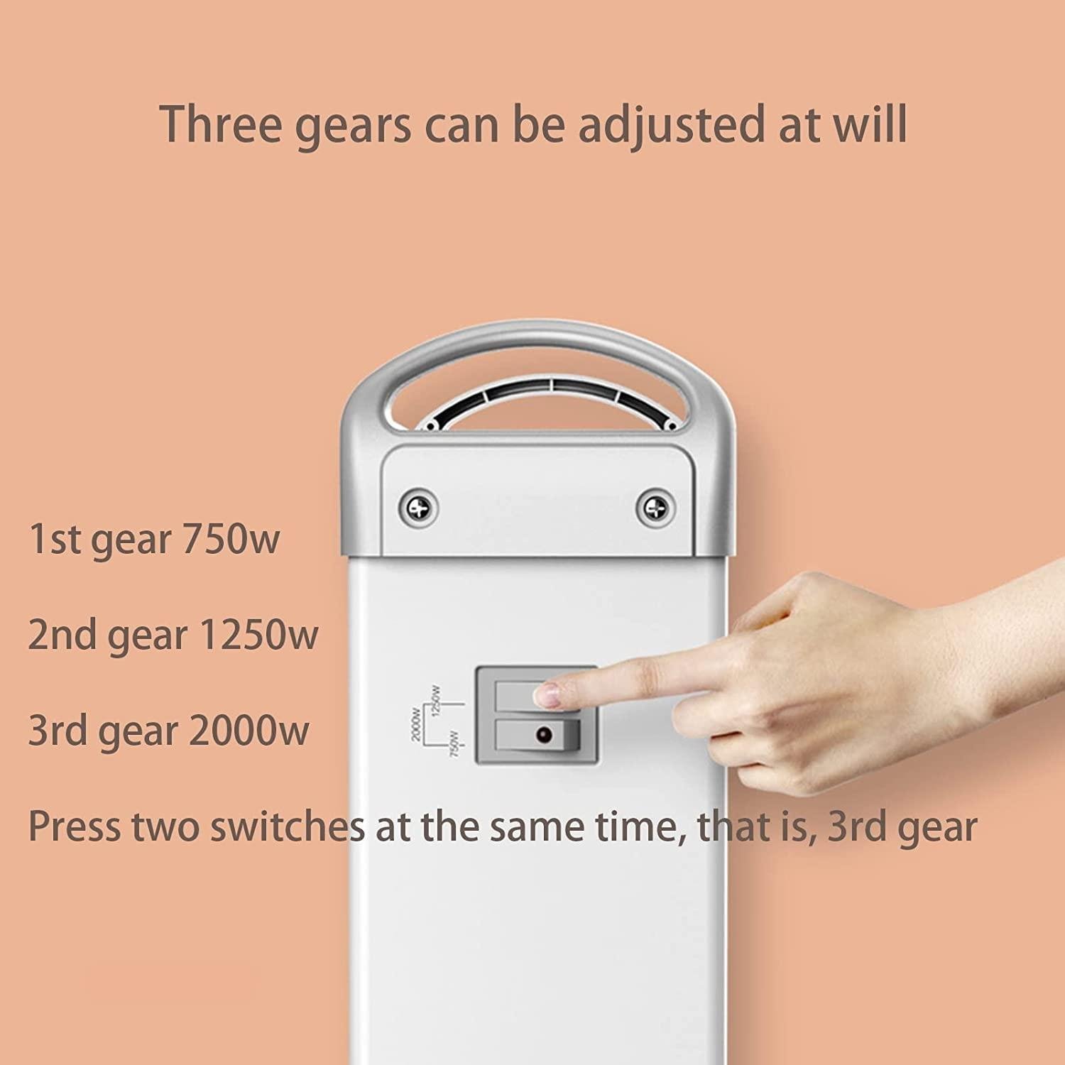 DIoFent Electric Convector Heater,Heaters for Home Low Energy Silent,2000w High Power,Room Heater with Overheat Protection,3 Heating Settings (750w, 1250w, 2000w) - Image 8