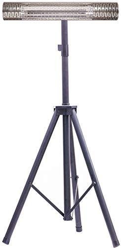 Hanover 30.7" Wide Electric Carbon Infrared Heat Lamp with Remote Control and Tripod Stand, Silver/Black