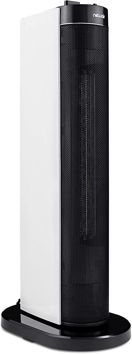 NewAir Portable Ceramic Tower Heater, Wide Angle Oscillation for Fast Quiet Heating for up to 110 sq ft, NIH110WH00, White, Tower Fan